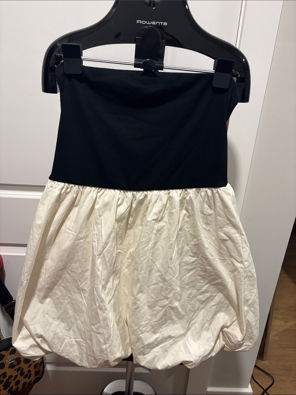 a new day Black and Cream Strapless Bubble Dress